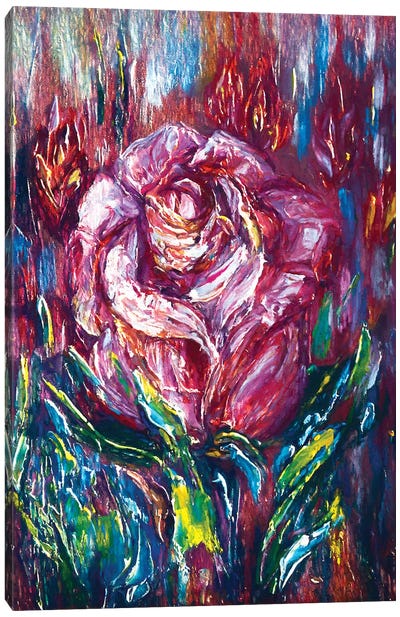 Oil Painting Pink Rose Canvas Art Print - OLena art