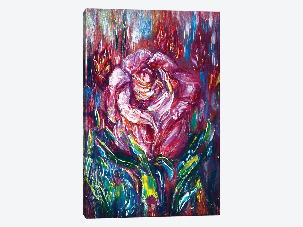 Oil Painting Pink Rose by OLena Art 1-piece Canvas Art Print