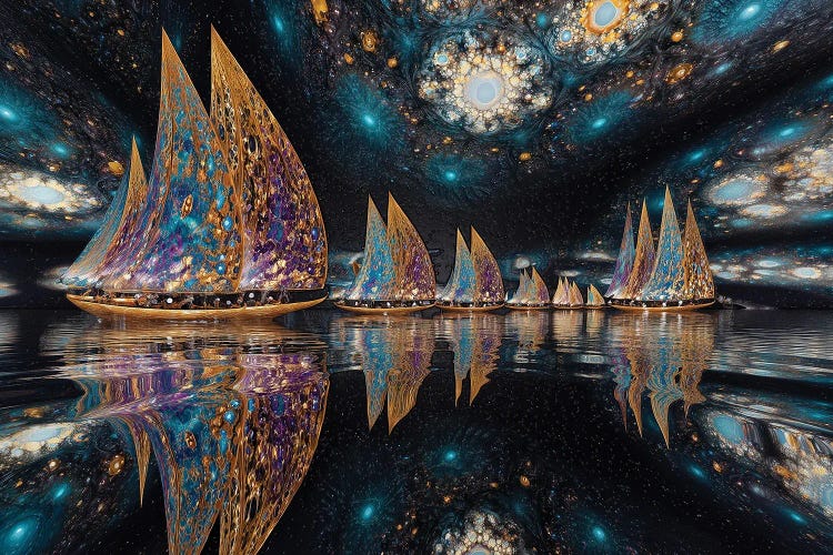 Fantasy Fleet Under Starry Skies by OLena Art wall art