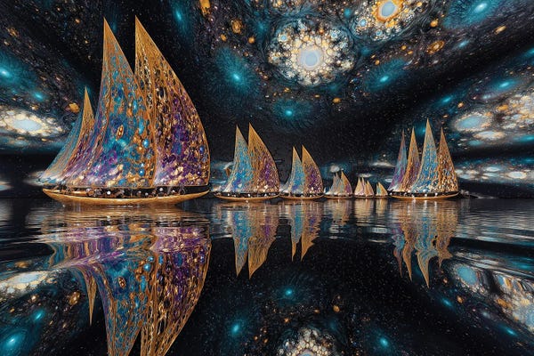 Fantasy Fleet Under Starry Skies