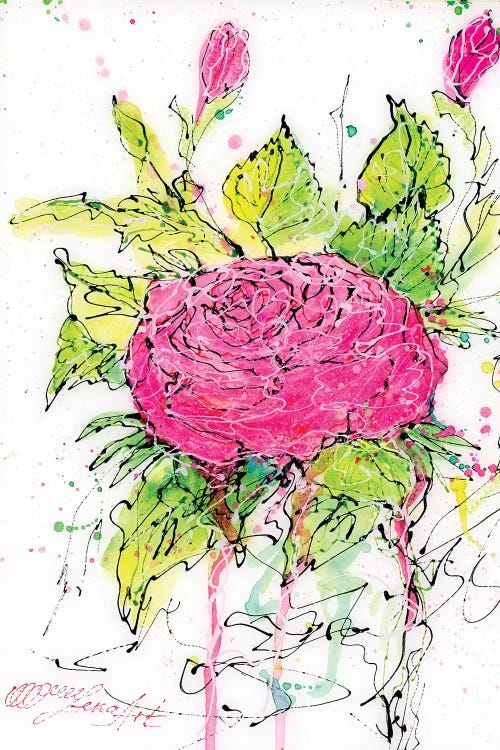 Pink Rose Watercolor by OLena Art wall art