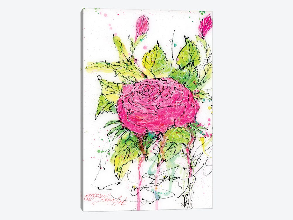 Pink Rose Watercolor by OLena Art 1-piece Art Print