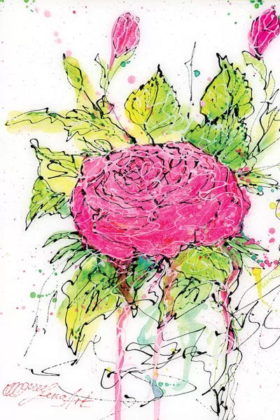 OLena Art: Pink Rose Watercolor by OLena Art