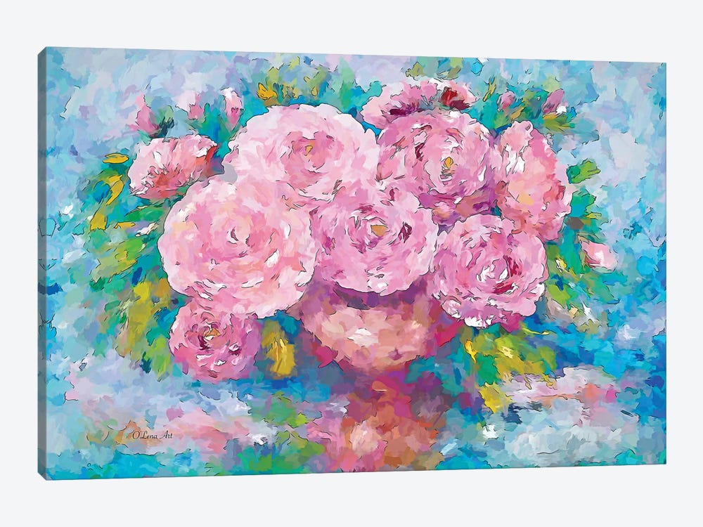 Pink Roses by OLena Art 1-piece Canvas Wall Art