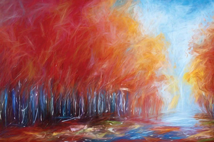 Abstract Red Forest On A Rainy Day by OLena Art wall art