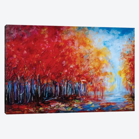 Red Fall Forest Canvas Print #OLE50} by OLena Art Canvas Artwork