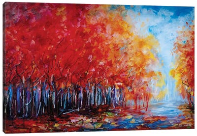 Red Fall Forest Canvas Art Print - OLena art