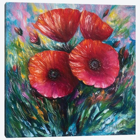 Red Poppies Canvas Print #OLE51} by OLena Art Canvas Artwork