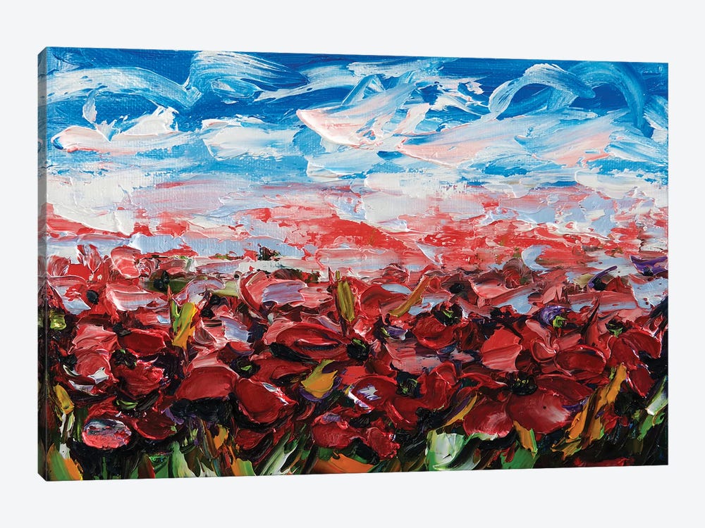 Red Poppy Field by OLena Art 1-piece Canvas Artwork