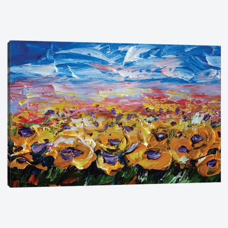 Sunflower Field Canvas Print #OLE59} by OLena Art Canvas Artwork
