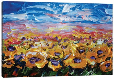 Sunflower Field Canvas Art Print - Textured Florals