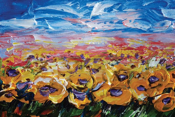 Textured Florals: Sunflower Field by OLena Art