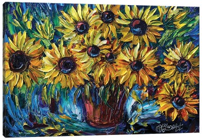 Sunflowers In A Vase Canvas Art Print - OLena art