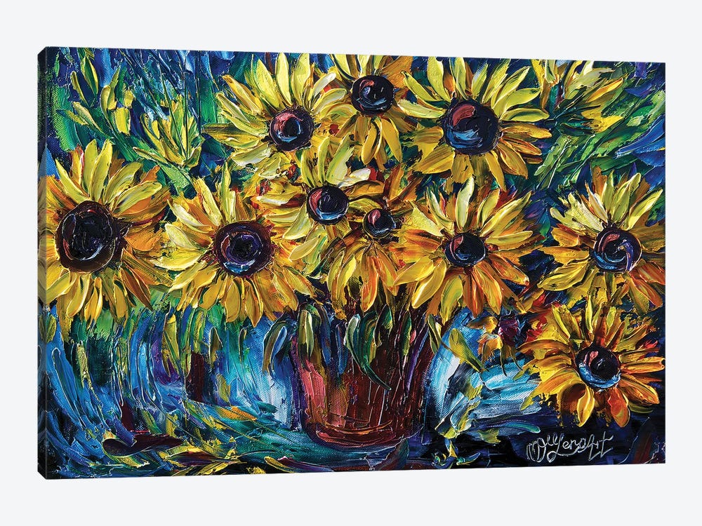 Sunflowers In A Vase by OLena Art 1-piece Canvas Art