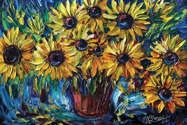 OLena Art: Sunflowers In A Vase by OLena Art