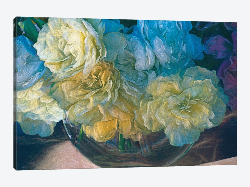 Vintage Still Life Bouquet by OLena Art 1-piece Canvas Artwork