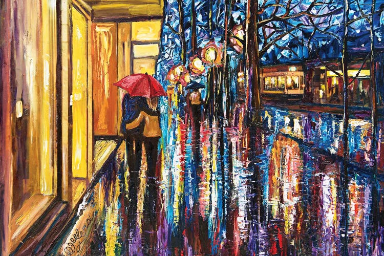 Walking Couple September Romance by OLena Art wall art
