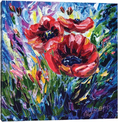 Wild Poppies Canvas Art Print - Textured Florals