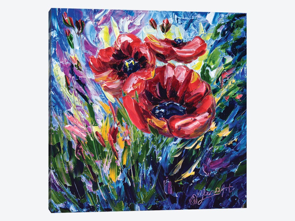 Wild Poppies by OLena Art 1-piece Canvas Art Print