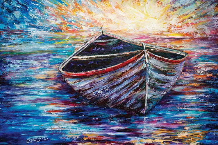 Wooden Boat At Sunrise by OLena Art wall art