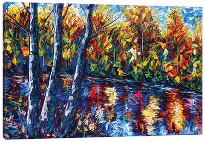 Autumn Forest River Canvas Art Print - OLena art