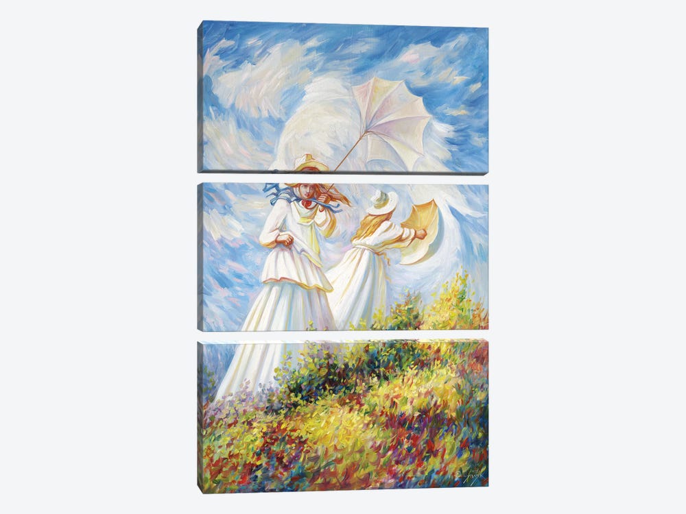Monet Windy Day by Oleg Shupliak 3-piece Canvas Print