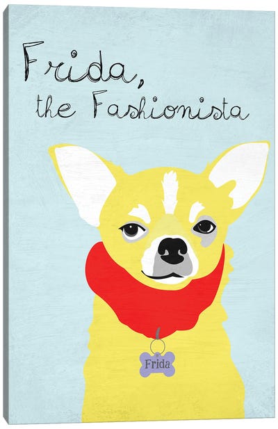 Frida The Fashionista Chihuahua Canvas Art Print