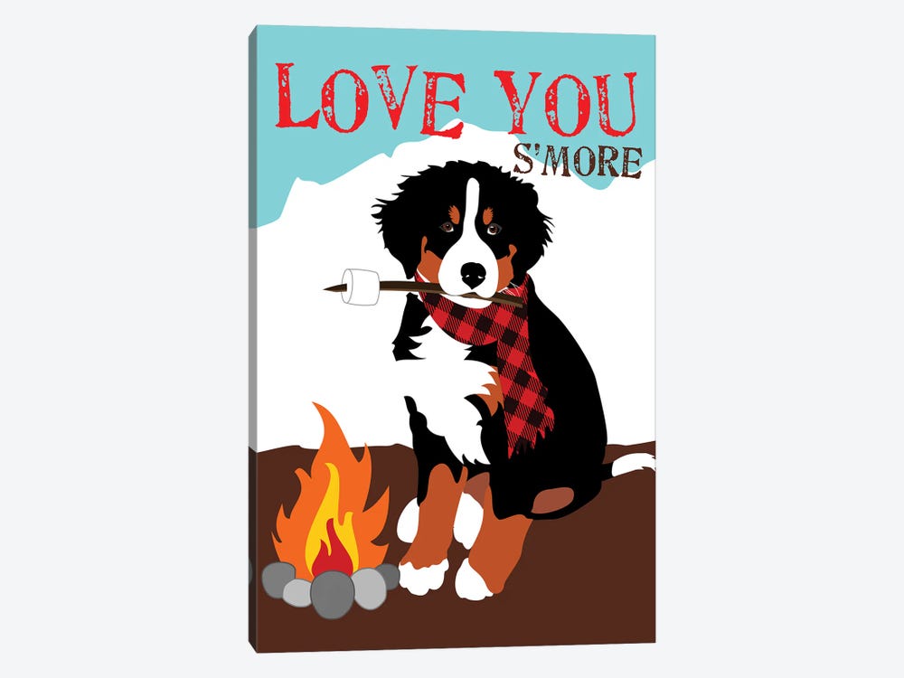 Bernese Mountain Dog - Love You S'More by Ginger Oliphant 1-piece Canvas Art