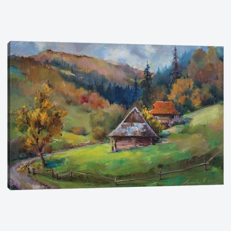 House In The Mountains In Summer Canvas Print #OLP17} by Olha Laptieva Canvas Art
