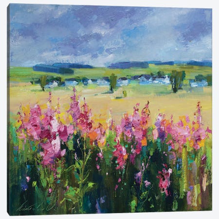 Pink Field Canvas Print #OLP1} by Olha Laptieva Canvas Wall Art