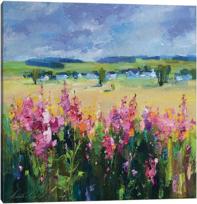 Pink Field Canvas Art Print - Olha Laptieva