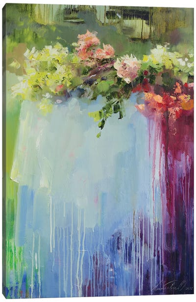 The Brooding Lady Forgot The Flowers Canvas Art Print - Olha Laptieva