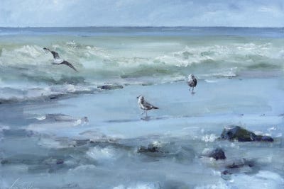 Seagulls On The Sea by Olha Laptieva framed canvas print