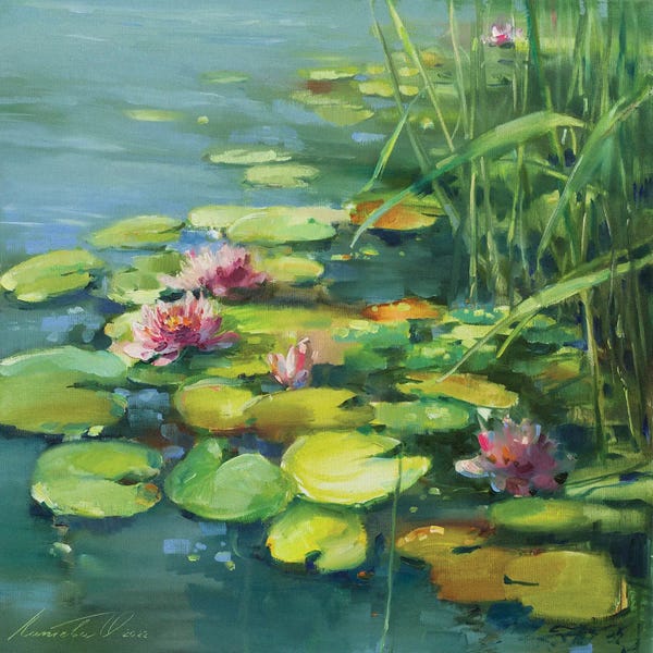 Lilies: Pink Water Lilies by Olha Laptieva
