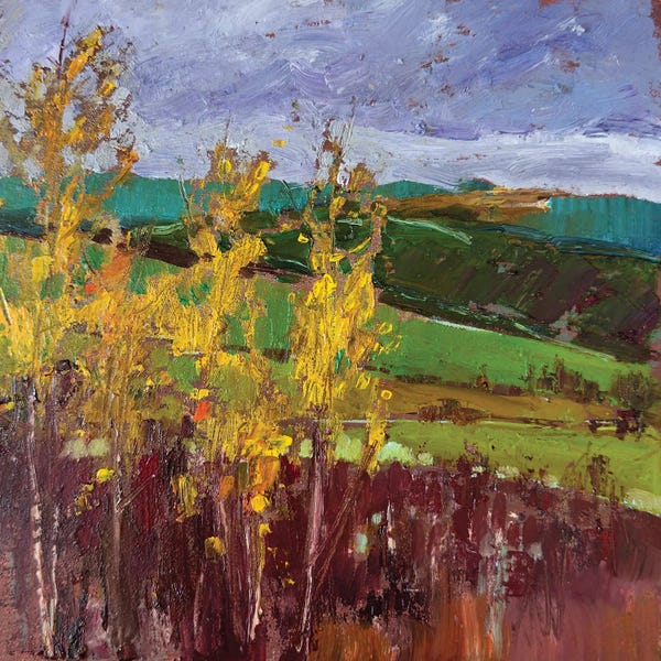 Olha Laptieva: Golden Leaves Of Young Trees by Olha Laptieva