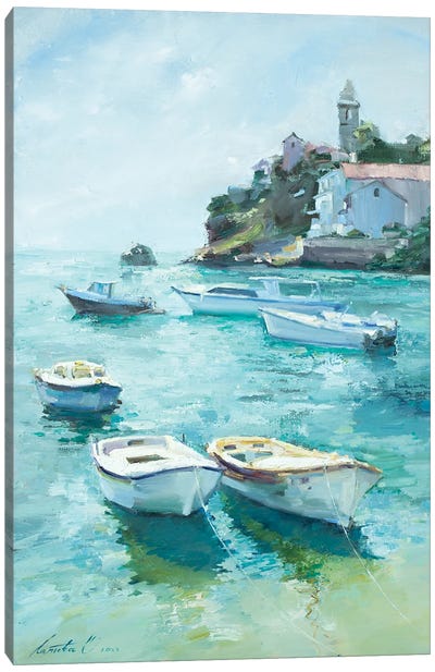 Unforgettable Seaside Vacation Canvas Art Print - Rowboat Art