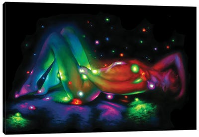 Turn My Lights On Canvas Art Print - Female Nude Art