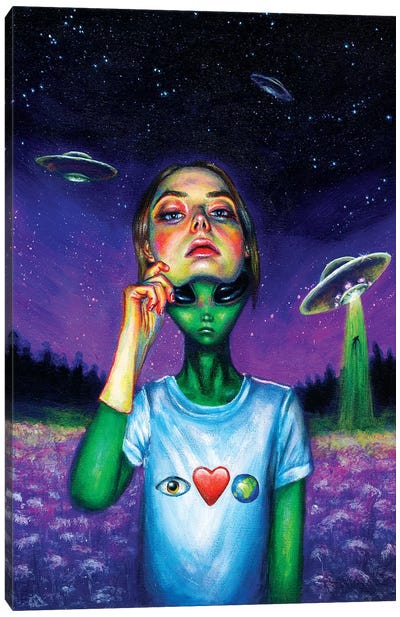 Undercover Canvas Art Print - UFO Art