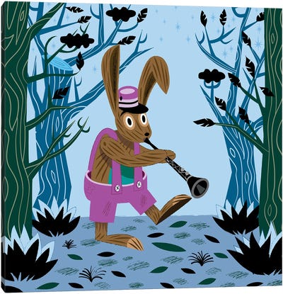 The Clarinet Bunny Canvas Art Print - Oliver Lake