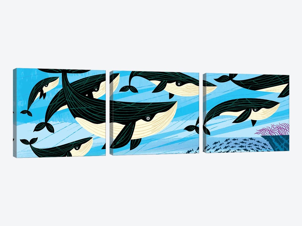 Whale Swim by Oliver Lake 3-piece Canvas Art