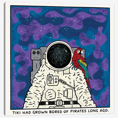Tiki And The Astronaut Canvas Print #OLV112} by Oliver Lake Canvas Art