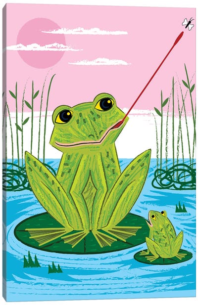 Flycatcher Canvas Art Print - Frog Art