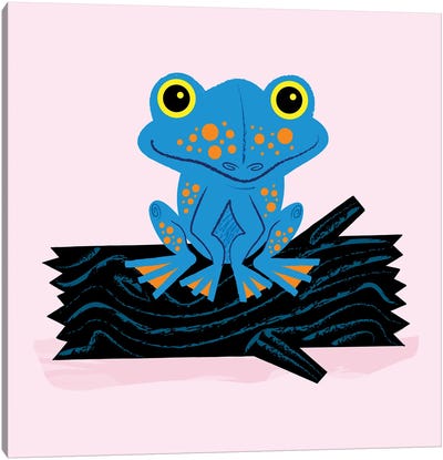 Frog On A Log Canvas Art Print - Oliver Lake