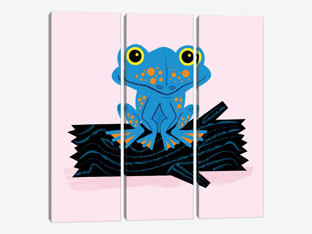 Frog On A Log by Oliver Lake 3-piece Canvas Art Print