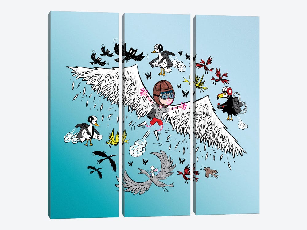 Learning To Fly by Oliver Lake 3-piece Canvas Art