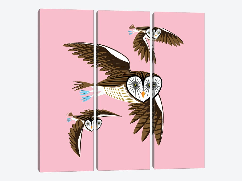 Owls On The Prowl by Oliver Lake 3-piece Canvas Art Print