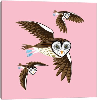 Owls On The Prowl Canvas Art Print - Oliver Lake