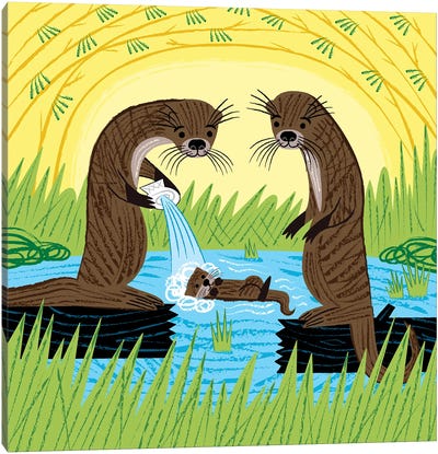 An Otter's Paradise Canvas Art Print - Pond Art