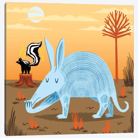 The Aardvark And The Skunk Canvas Print #OLV44} by Oliver Lake Canvas Print