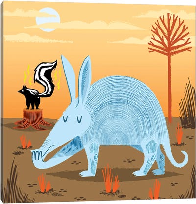 The Aardvark And The Skunk Canvas Art Print - Oliver Lake
